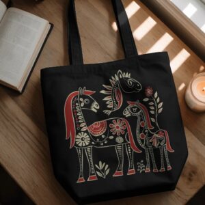 Black Printed Craft Canvas Bag