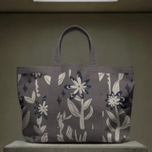 Dark Floral Print Tote Bag