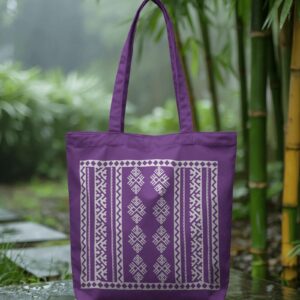 Purple Pattern Print Tote Bag