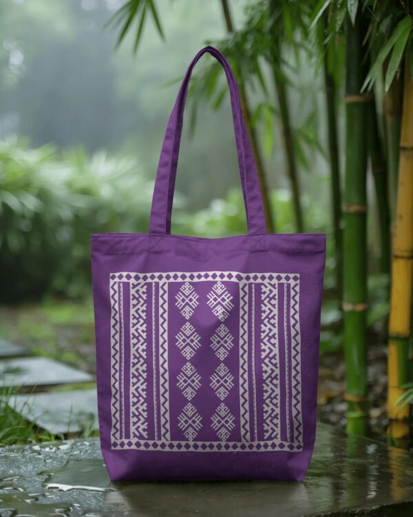 Purple Pattern Print Tote Bag