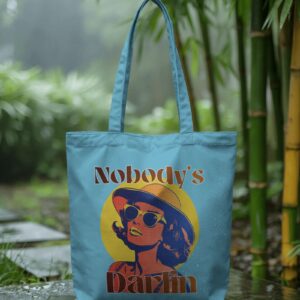 Blue Nobody's Darlin Print Tote Bag