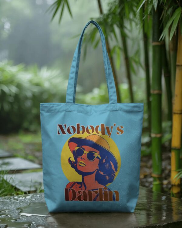 Blue Nobody's Darlin Print Tote Bag